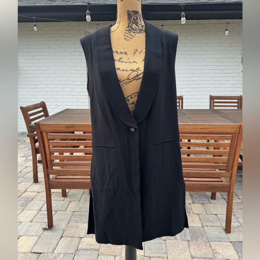 Club Monaco Long Black Vest Blazer Size Medium Black